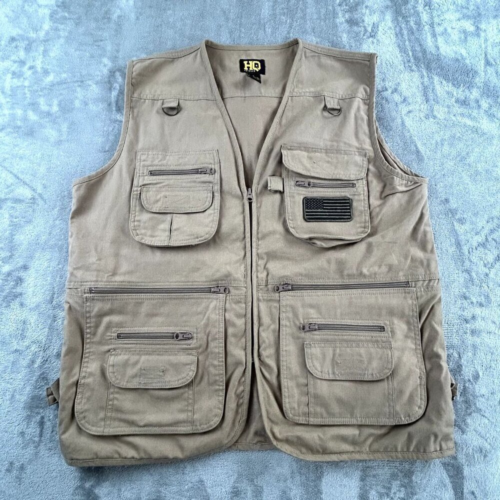 HQ Issue Vest Men's Large Khaki Concealment Carry Tactical Hunting Vest Gorpcore
